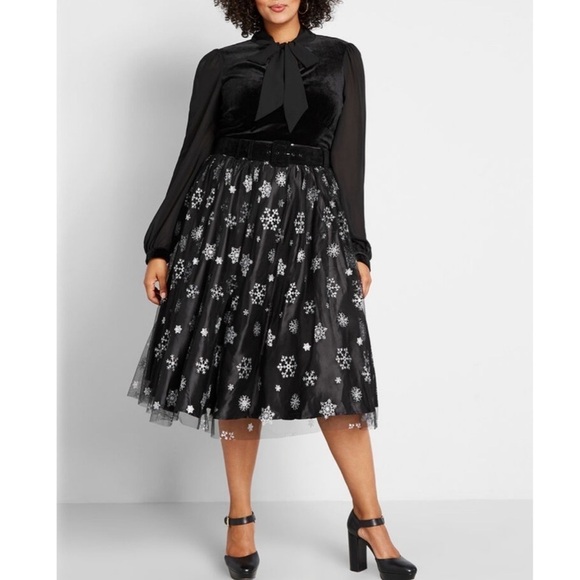 ModCloth glitter snowflake tulle skirt nwot - Picture 1 of 4